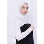 Balıkçı Yaka Boyunluklu Kolluk Ekru - Likralı Dik Yakalı Kadın Body Tesettür Crop Bolero - Standart