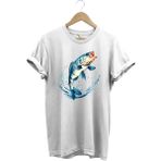 Balıkçılık Levrek Balığı Baskılı Renkli Tasarım %100 Pamuk Regular Fit Bisiklet Yaka T-Shirt - XL - Beyaz
