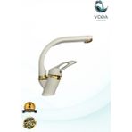 Balıksırtı Lavabo Bataryası – Beyaz Gold, Modern ve Şık Tasarım - Beyaz - Altın