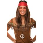 Balinco Hippie set peruk + yuvarlak güneş gözlüğü + Peace kolye ucu + kırmızı saç bandı Bayan ve Erkek için 70ler Karnaval Karnaval