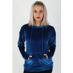 Balins BBK/4356 Saks Kapüşonlu Kadın Kadife Sweatshirt