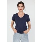 Balins BT/426 Lacivert Viskon V Yaka Kırçıllı Kadın T-shirt