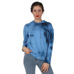 Balins Kadın Kapüşonlu Batik Sweatshirt Mavi S