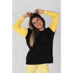 Balins Kadın Kolları Renkli Sweatshirt Siyah - XL