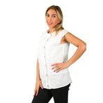 Balins Kadın Kolsuz Keten Gömlek Beyaz - XL