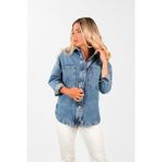 BALİNS Oversize Kadın Jean Ceket Mavi
