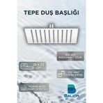 Baliör Banyo Kare Slim Tepe Duş Başlığı 25X25 cm Paslanmaz Çelik Modern Tasarım ve Metalik Renk
