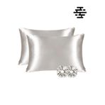Baliva Saten Yastık Kılıfı 2 Adet 50x70cm + Hediye 2 Adet Saten Toka Kıvırcık ve Düz Saçlar için