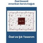 Balkan Ambalaj Desen Baskılı Amerikan Servis Kağıdı 1000 Adet 37,5 cm x 27,5 cm Tepsi Kağıdı 80 gr - Beyaz - Kahverengi