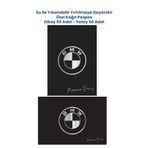 BALKAN AMBALAJ Suya Dayanıklı Yıkanabilir BMW Dikey 50 Yatay 50 Oto Paspas Kağıdı Siyah Gümüş Baskı 35x50cm