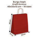 Balkan Kırmızı Kraft Burgu Saplı Kağıt Alışveriş Çanta 10 Adet - 32x12x40cm (KARTON) (ALIŞVERİŞ, HEDİYELİK)