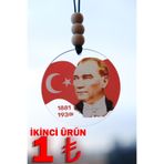 Balkhoon Türk Bayrağı ve Atatürk Portresi Dikiz Aynası Süsü Araba Süsü Hediyelik Eşya