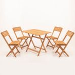 Balkon - Bahçe 5'li Katlanabilir Bistro Set 4 Sandalye 1 Bahçe 60X80 cm Masa - Ahşap