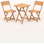 Balkon Bahçe Mutfak 3'lü Bistro Set Katlanır 2 Sandalye 1 Masa Kahverengi