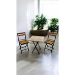 Balkon Bahçe Mutfak 3'lü Bistro Set Katlanır Masa Sandalye 60x60 Sarı