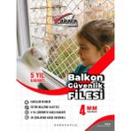 Balkon Güvenlik Filesi – 1.5 M Yükseklik | Metreyle Kesim | 4 mm Ip, 4x4 cm Göz Aralığı + Montaj Aparatları (Beyaz) - 1.5x6 m