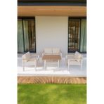 Balkon Mobilyası, Bahçe Takımı, Metal Teras Seti, Su Itişili Koltuklar, Yıkanabilir Minderler - 1+1+2+Masa - Krem
