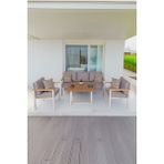 Balkon Mobilyası, Bahçe Takımı, Metal Teras Seti, Su Itişili Koltuklar, Yıkanabilir Minderler - 1+1+3+Masa - Gri
