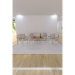 Balkon Mobilyası, Bahçe Takımı, Metal Teras Seti, Su Itişili Koltuklar, Yıkanabilir Minderler - 1+1+3+Masa - Krem