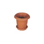 Balkon Saksı Bahçe Saksısı Orta Boy Yuvarlak Saksı ve Altlığı 19 Litre 3 Adet 38x30 Kahverengi