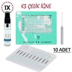 Ballet K3 Çelik 10 Adet Epilasyon İğnesi + K3 Gümüş İğne