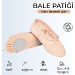Balletique Bale Patiği | Doğal Kumaş, Bağıcıklı, Kız Çocuk ve Yetişkin Için Dans Ayakkabısı - Somon