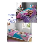 balliev Pembe Mavi Elsa Desenli Tek Kişilik Nevresim Takımı Ve Pike Takımı ( 2 Takım Tek Fiyat )