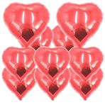 ballonfritz® Kalp Balon Seti Kırmızı 8 x 45,72 cm ve 2 x 24 inç 10 Parça XXL Folyo Balon Seti Düğün Dekorasyonu, Hediye veya Sevgililer Günü için Sürpriz olarak
