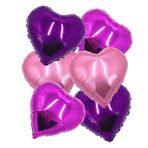 ballonfritz® Kalp Balon Seti Pembe Altın/Mor /Pembe 6 Parça XXL 24 inç Folyo Balon Seti Düğün Dekorasyonu, Hediye veya Sevgililer Günü için Sürpriz olarak