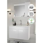 Balneom Banyo Defne 02 65 65 cm Demonte Banyo Dolabı+Aynalı Dolaplı Üst Dolap+Seramik Lavabo