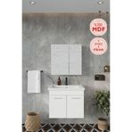 BALNEOM Banyo Defne 65 Cm Demonte Banyo Dolabı Aynalı Dolaplı Üst Dolap Lavabo