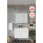 Balneom Banyo Defne 80cm %100 Mdf Banyo Dolabı Aynalı Dolaplı Üst Dolap Lavabo - Beyaz