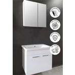 BALNEOM Banyo Defne 80cm %100 Mdf Banyo Dolabı Aynalı Dolaplı Üst Dolap Lavabo