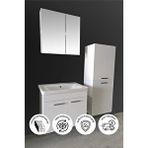 Balneom Banyo Defne 80cm Banyo Dolabı Aynalı Dolaplı Üst Dolap Lavabo Boy Dolabı Beyaz