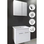 Balneom Banyo Defne 80Cm Demonte Banyo Dolabı Aynalı Dolaplı Üst Dolap Lavabo