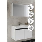 BALNEOM Banyo Idil 65 Cm %100 Mdf Beyaz Lavabolu Banyo Dolabı Aynalı Dolaplı Üst Dolap Alt Dolap Lavabo