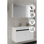Balneom Banyo Idil 65 Cm Banyo Dolabı Aynalı Dolaplı Üst Dolap Lavabo Beyaz