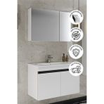 Balneom Banyo Idil 80 cm Beyaz Banyo Dolabı+Aynalı Dolaplı Üst Dolap+Lavabo
