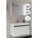 BALNEOM Banyo Idil 80 Cm Demonte Lavabolu Banyo Dolabı Aynalı Dolaplı Üst Dolap Alt Dolap Lavabo
