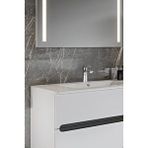 Balneom Banyo Kadife Beyaz Parlak Hıgh Gloss Demonte 100 Cm Banyo Dolabı Led Işıklı Aynalı Üst Dolap