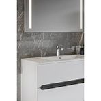Balneom Banyo Kadife Beyaz Parlak Hıgh Gloss Demonte 80 Cm Banyo Dolabı Led Işıklı Aynalı Üst Dolap