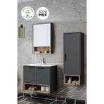 Balneom Banyo Karanfil 65 cm Antrasit Banyo Dolabı+Ayna+Lavabo+Boydolabı