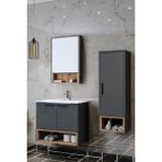Balneom Banyo Karanfil 80 cm Antrasit Banyo Dolabı+Ayna+Lavabo+Boy Dolabı