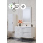 BALNEOM Erguvan Beyaz Gümüş Kulp Demonte Lavabolu Banyo Dolabı 100 Set