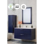 Balneom Erguvan Lacivert Demonte 100 Cm Lavabolu Banyo Dolabı Ayna Alt Dolap Lavabo Boy Dolabı