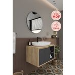 Balneom Gül 70 Cm %100 Mdf Lavabolu Banyo Dolabı Ayna Alt Dolap Lavabo