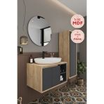 Balneom Gül 70 Cm Banyo Dolabı Ayna Lavabo Boy Dolabı Antrasit