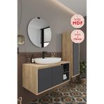 Balneom Gül 90 cm Aynalı Lavabo Banyo Dolabı