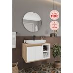 Balneom Gül Beyaz 70 Cm %100 Mdf Lavabolu Banyo Dolabı Ayna Lavabo