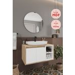 Balneom Gül Beyaz 80 Cm %100 Mdf Lavabolu Banyo Dolabı Ayna Lavabo